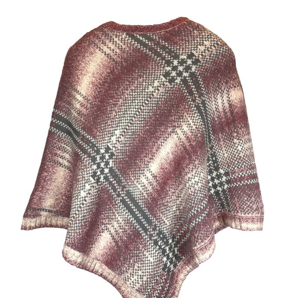 Liz Claiborne Chunky Wool Blend Poncho Women's Medium Sweater Cape Cozy Warm - Picture 4 of 7